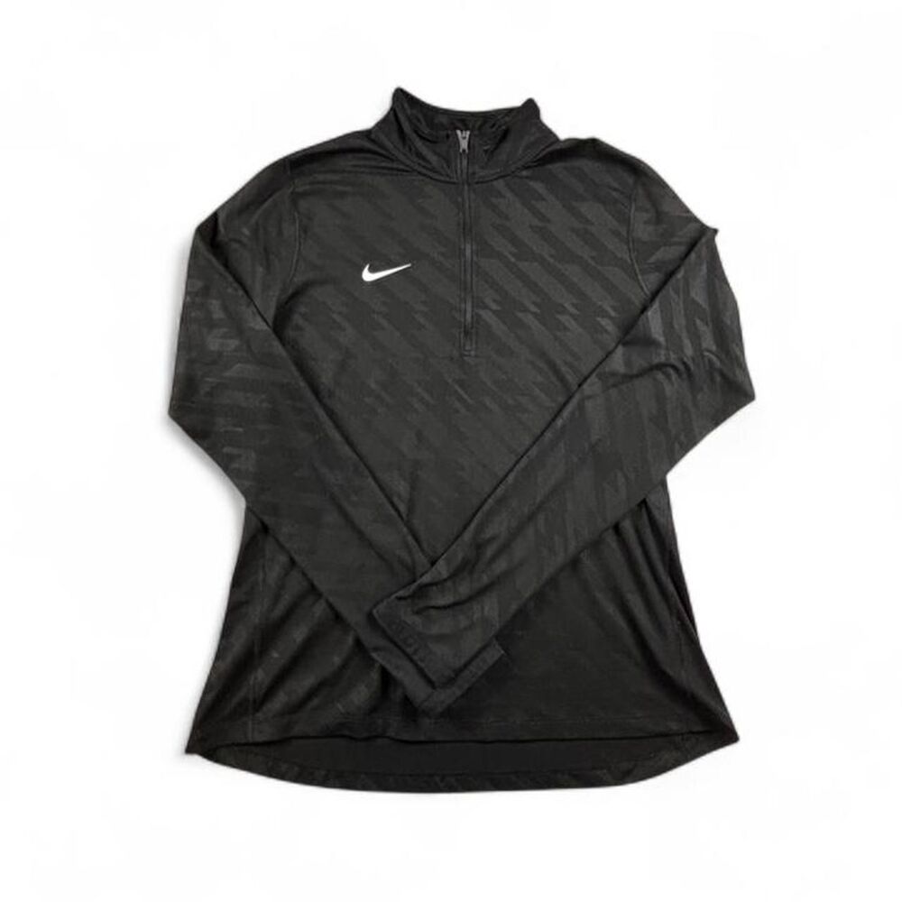 Nike Black Quarter Zip Pullover Womens L Dri-Fit Long Sleeve Athletic Top